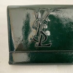 Yves Saint Laurent Glossy Green Leather Wallet
